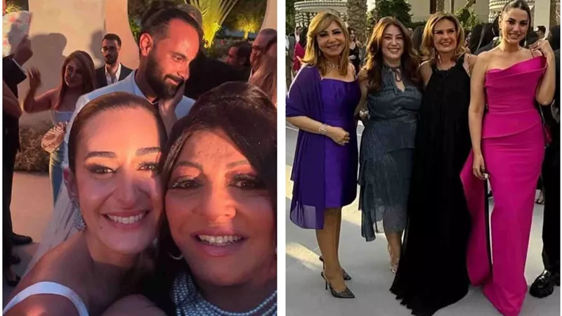 يسرا ومني زكي .. نحوم الفن فى حفل زفاف أمينة خليل وأحمد زعتر