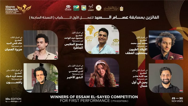 مهرجان شرم الشيخ الدولي للمسرح الشبابي يعلن عن الفائزين بمسابقة عصام السيد